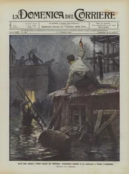 Beginn des Elends und der Schmerzen durch schlechtes Wetter, dramatische Episode einer Sintflut in Varese (Lombardei)